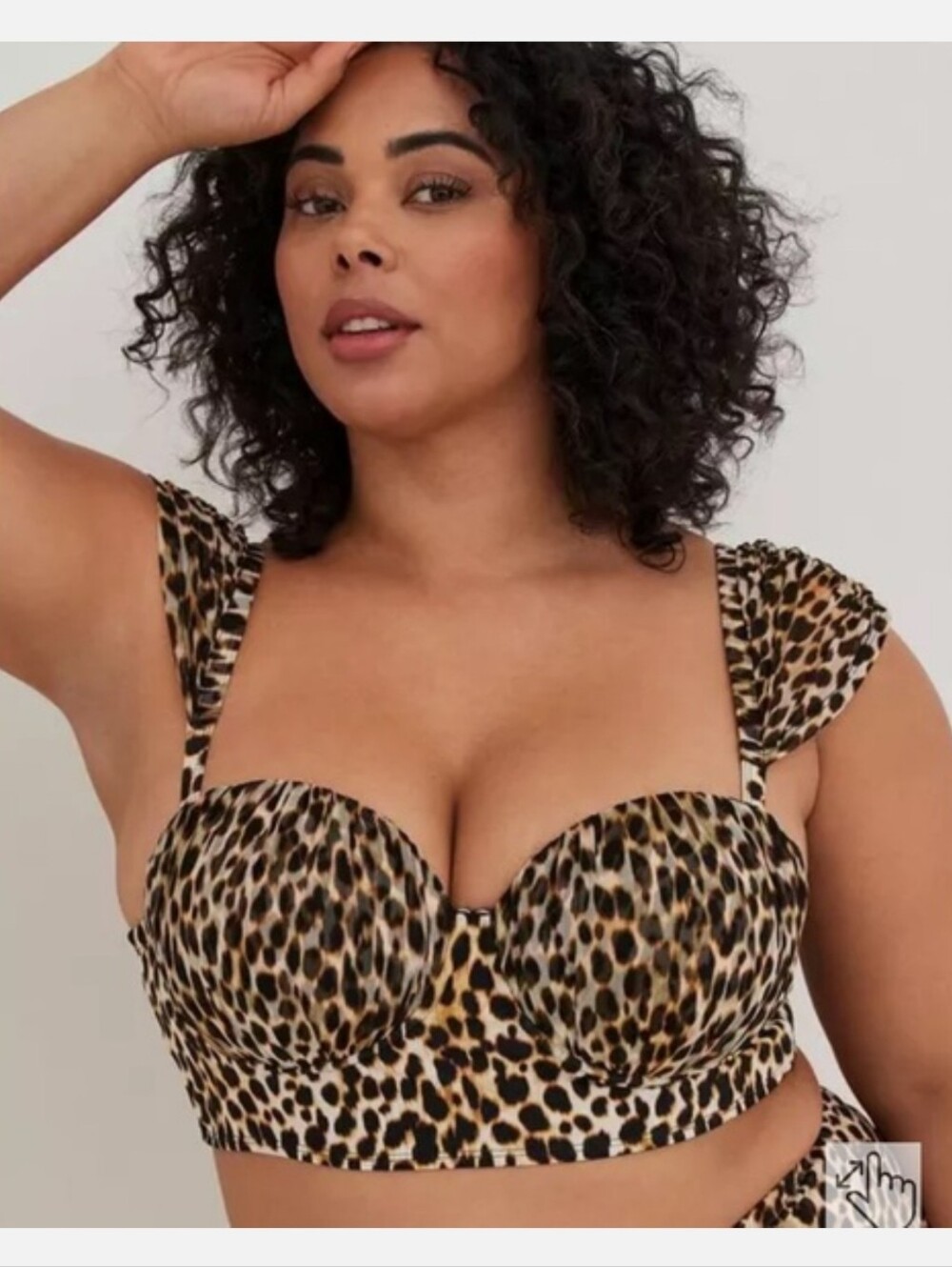 1 DD/DDDTorrid Leopard Print Longline Bikini Top - Black, Brown, Cream - Picture 2 of 10